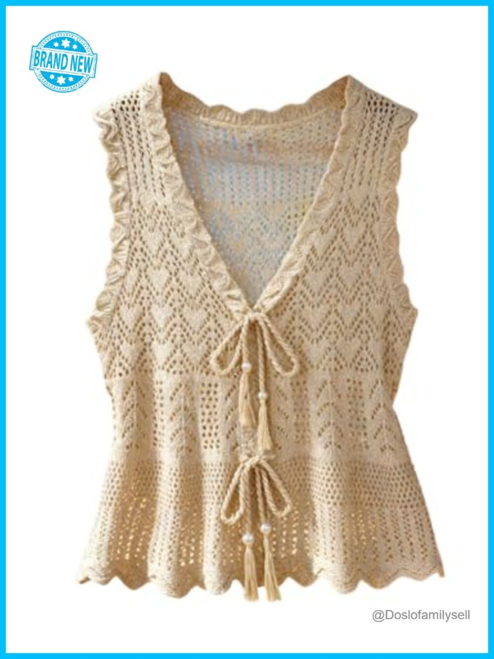 WDIRARA Women's Tie Front Crochet Sweater Vest Sleeveless Knit Tank Top